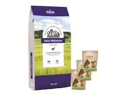 Bosch Tiernahrung bosch Dog Premium 20kg + Sammys avienos juostelės 180g x 3