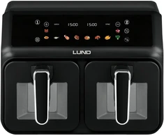 Orkaitė LUND Gruzdintuvė BEZTŁ. 2200W 4L+4L Juoda