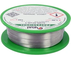 RIŠATIKLIS, BEŠVINIS LIDUOTUVAS SU SKIRTU ANT RITINĖS 1.0MM, 100G, SN99.3CU0.7