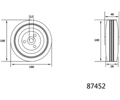 VOREL KOŁO ŁOŻYSKOWANE Juoda GUMA 100mm 87452