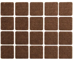 Padukai baldams lipnūs veltinio rudi Vorel | 20x20mm, 20vnt.