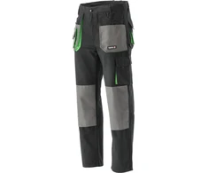 Yato Medvilninės darbo kelnės, dydis L, su keliomis kišenėmis, juodos, pilkos ir žalios spalvos, vyrams