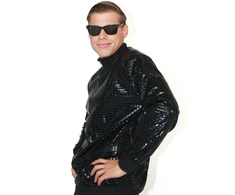 Disco stiliaus juoda Bomber striukė