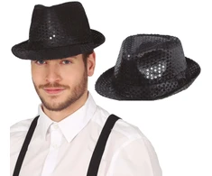 Juoda blizganti gangsterių skrybėlė