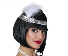 Sidabrinė Čarlstono tiara su plunksna