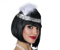 Sidabrinė Čarlstono tiara su plunksna