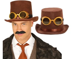 Steampunk skrybėlė su akiniais