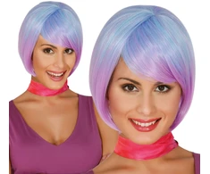 Trumpas violetinis perukas