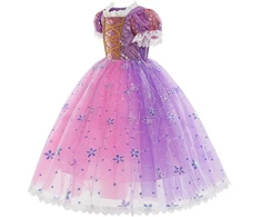 Užburianti violetinė princesės suknelė mažiems karaliams