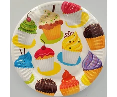 Vienkartinės popierinės lėkštės Cupcake , 18 cm, 8 vnt.