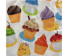 Vienkartinės popierinės servetėlės Cupcake , 33x 33 cm, 20 vnt.