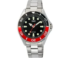 Laikrodis Q&amp;Q modelis GENT DIVER Juodas &amp; Raudonas