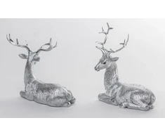 Art-Pol Figūrėlė Elnias, 2vnt kompl., plastikinė, sidabro spalvos, 9,5x4,5x11(A) cm