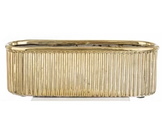 Art-Pol Keraminis vazonas, ovalus, auksinis, 28,5x9,5 x 9,5(A) cm
