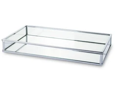 Art-Pol Padėklas metalinis su veidrodžiu sidabrinės sp. 3x24x14 cm 135834