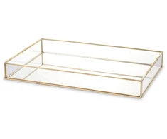 Art-Pol Padėklas metalinis su veidrodžiu aukso sp. 4x29,5x18,5 cm 135861