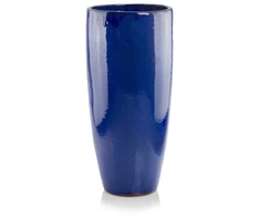 POLNIX Keraminis vazonas GLAZED, apvalus, mėlynas, 25 x 50(A) cm
