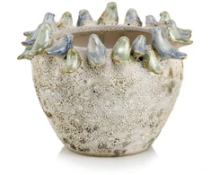 POLNIX Keraminis vazonas LA QUEMADA, apvalus, smėlinis, 17 x 13(A) cm