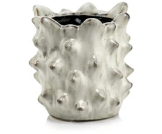 POLNIX Keraminis vazonas LA QUEMADA, apvalus, kreminis, 17 x 17(A) cm