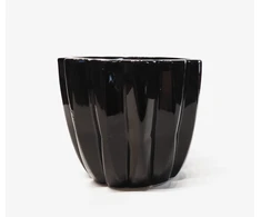 POLNIX Keraminis vazonas PIANO, apvalus, juodas, 13 x 12(A) cm