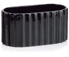 POLNIX Keraminis vazonas PIANO, ovalus, juodas, 27x14 x 13(A) cm