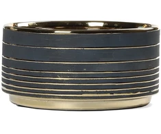 Pot&amp;Deco Keraminis vazonas CHRYSI, apvalus, auksinis/juodas, 16 x 8(A) cm