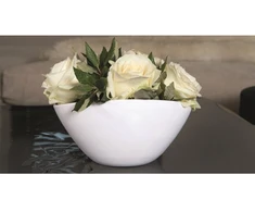 Pot&amp;Deco Keraminis vazonas GABRIELLE, ovalus, baltas, 21x14 x 10,5(A) cm