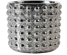 Pot&amp;Deco Keraminis vazonas LIS, apvalus, sidabrinis, 18 x 15,8(A) cm