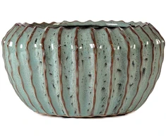 Pot&amp;Deco Keraminis vazonas NOLANA, apvalus, žalias, 21,5 x 11,5(A) cm