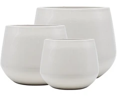 Pot&amp;Deco Keraminis vazonas SYENE, apvalus, baltas, 41 x 33(A) cm