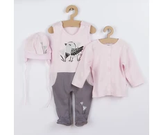3 dalių medvilninis kūdikių rinkinys Koala Birdy rožinis, dydis 80 (9-12 mėn.)