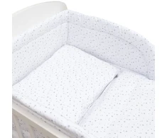 3 dalių patalynės komplektas New Baby 90x120 cm, baltas su pilkomis žvaigždutėmis