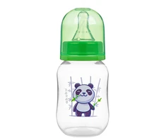 Akuku maitinimo buteliukas 125 ml su silikoniniu žinduku, žalia panda