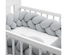 Apsauginis lovelės čiužinio užvalkalas iš muslino pynės New Baby šviesiai pilkas
