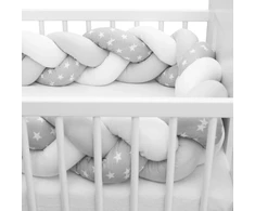 Apsauginis lovelės čiužinio užvalkalas New Baby, pilkos ir baltos spalvos, su žvaigždutėmis