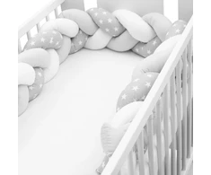 Apsauginis lovelės čiužinio užvalkalas New Baby, pilkos ir baltos spalvos, su žvaigždutėmis