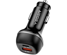 Car charger VEGER USB A + USB C QC PD 51W CC62-1A1C juodas