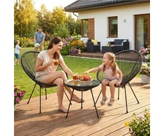 Baby Mix juodų sodo baldų komplektas balkonui ir terasai