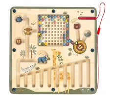 Baby Mix Medinė magnetinė lavinamoji dėlionė safari tema