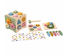 Baby Mix Medinis Montessori veiklos centras kūdikiams pastelinių spalvų
