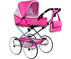 Baby Retro vežimėlis lėlėms 2in1 New Baby Natálka rožinis
