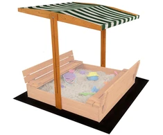 Baldakimas vaikų medinei smėlio dėžei Baby Mix 120x120 cm žaliai balta