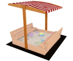 Baldakimas vaikų medinei smėlio dėžei Baby Mix 120x120 cm raudonas ir baltas