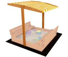 Baldakimas vaikų medinei smėlio dėžei Baby Mix 120x120 cm geltonas ir baltas