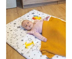Bambuko megzta antklodė NEW BABY 100x80 cm garstyčių spalvos