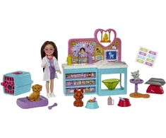 Barbie Chelsea veterinarijos žaislų rinkinys su naminių gyvūnėlių priežiūra HGT12 Mattel