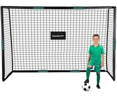 Bauerkraft Dideli metaliniai futbolo vartai su treniruočių tinklu žaidimui futbolu 300x200x120 cm juodos ir žalios spalvos