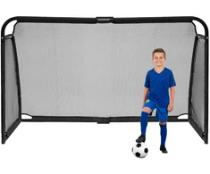 Bauerkraft Dideli metaliniai futbolo vartai su treniruočių tinklu futbolo žaidimams 300x200x90 cm juodi