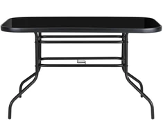 Bauerkraft Didelis stiklinis sodo stalas terasai, balkonui, 120x70, juodas, 6 asmenims