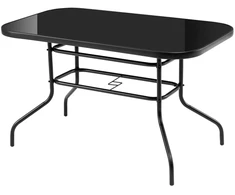 Bauerkraft Didelis stiklinis sodo stalas terasai, balkonui, 120x70, juodas, 6 asmenims